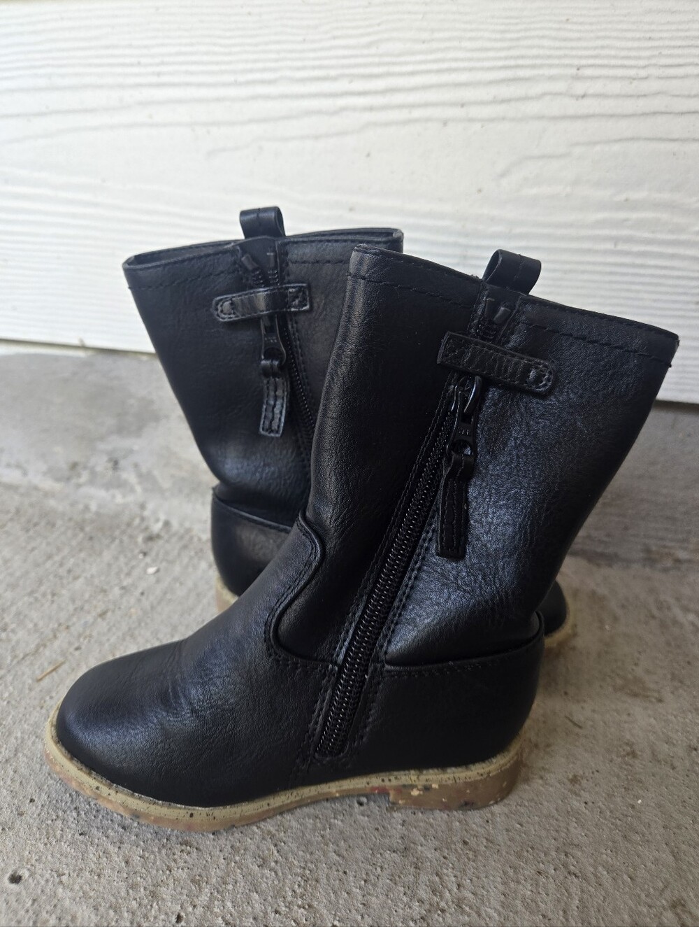 Catโ & Jack Black Girls Mid-Calf Side-Zip Faux Leather Boots Baby # 6